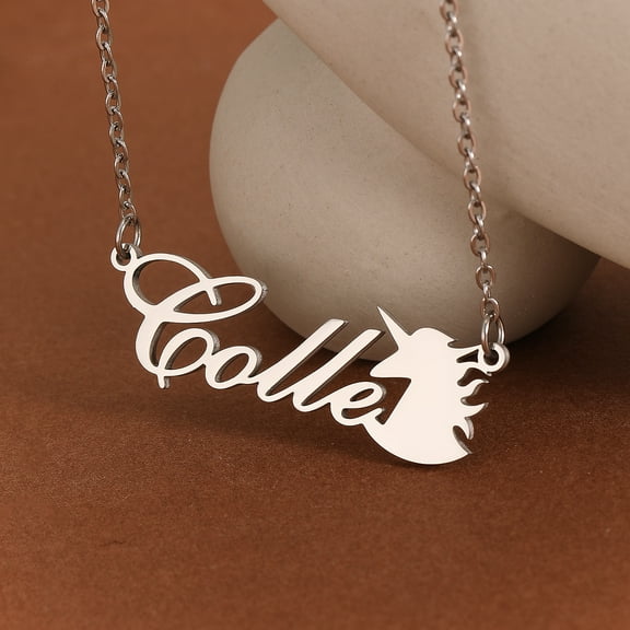 Fashion Personalized Unicorn Custom Name Pendant Necklace Stainless Steel Chain Animal Charm Choker Christmas Jewelry