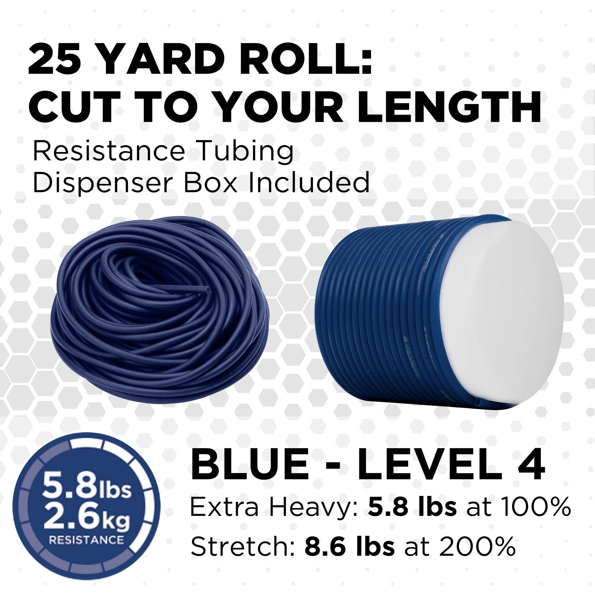 THERABAND Latex Resistance Tubing, Blue, Extra Heavy Level 4, 25 ft Roll, Professional Grade for Upper and Lower Body Workouts, Cut-to-Length, Color-Coded Resistance Levels