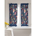 thumbnail image 3 of Navy Blue Flowers Tier Curtains 45 Inch Length,Sheer Curtains for Bedroom Living Room Window Spring Vintage Floral Leaves Farmhouse Small Half Window Kitchen Curtains & Drapes 27.5"x45" 2 Panels, 3 of 6
