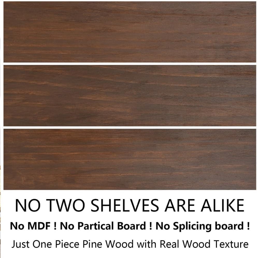 Wood Floating Shelves for Wall Set of 3, 22 Inch Rustic Floating Shelf Wall Mount, Solid Wooden Bathroom Floating Shelves for Kitchen, Bedroom, Living Room - Dark Walnut