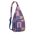 thumbnail image 1 of Striped & Checkered Fusion Sling Backpack - Unique Pattern Crossbody Bag, Stylish Pack for Urban Explorers, 1 of 4