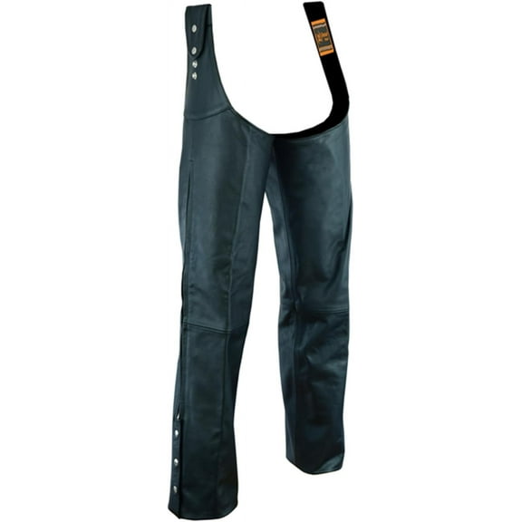 Daniel Smart Motorcycle Leather Chaps – All Season Unisex Biker Pant with Customizable fit and Carry Pockets