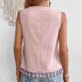 thumbnail image 4 of Women's Boho Embroidered V-Neck Tank Top Sleeveless Tassel Trim Blouse for Summer, 4 of 4