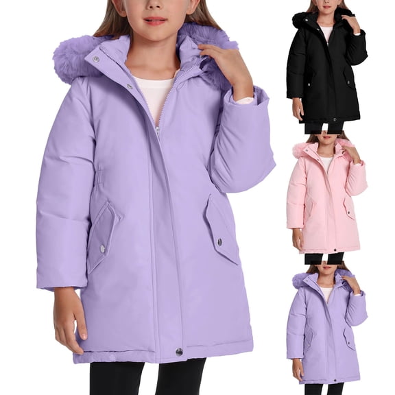 Blekii Girls Mid Length down Coat, Girls Mid Length down Coat, Warm Cold Proof Winter Jacket for Kids, Insulated Outerwear Warm Cold Proof Winter Jacket Winter Wear, Cold Weather, Travel, School,