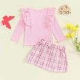 thumbnail image 6 of Zshosam Outfits for Girls Toddler Girl Outfits Long Sleeve Shirt and Skirt Set School Uniform Dress Size 6 12 Months,(Red 6-12 Months), 6 of 7