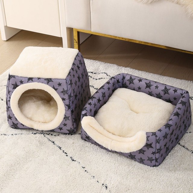 Nido para gatos, cápsula espacial cerrada universal para cuatro estaciones, casa para gatos, villa para gatos, perrera para perros, suministros para mascotas de peluche