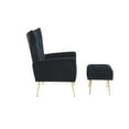 thumbnail image 2 of Velvet Accent Chair with Ottoman, Upholstered Chair and Ottoman Set, Tufted Lounge Armchair with Footrest and Wingback, Comfy Reading Chair for Living Room Bedroom, Black, 2 of 8