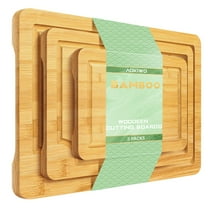 Wooden Cutting Boards for Kitchen Meal Prep & Serving - AOKIWO Bamboo Wood Cutting Board Set - Charcuterie & Chopping Butcher Block for Meat - Kitchen Gadgets Gift