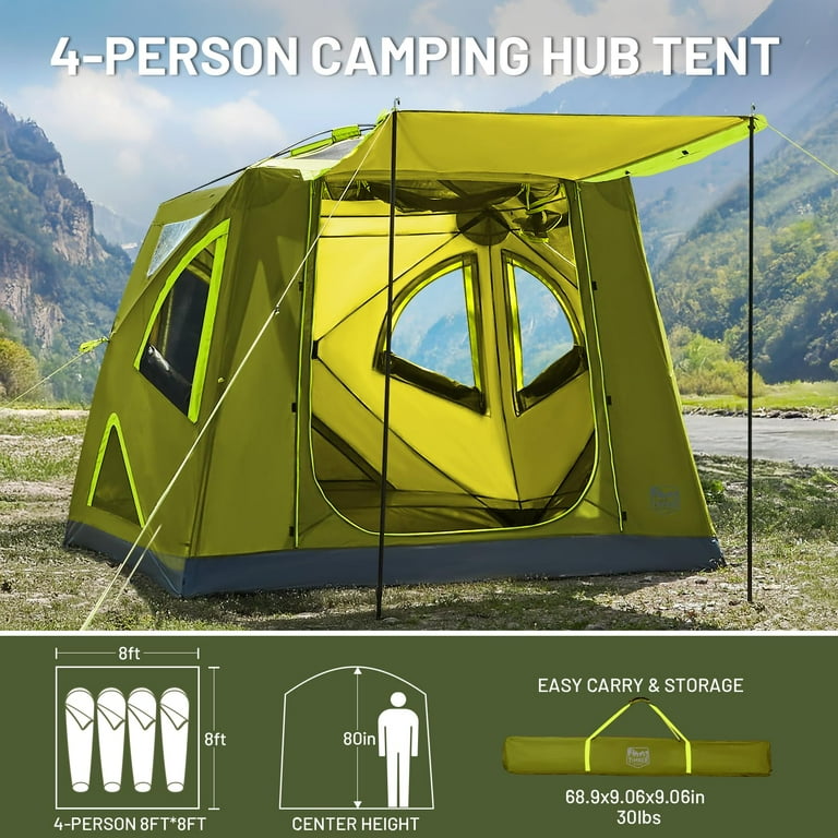 TIMBER RIDGE 4 Person Instant Pop Up Hub Tent, Easy 60 Second