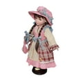 thumbnail image 4 of Runquan 15.75'' Glazed Makeup Face Porcelain Rural Girl Doll for Table Desk Ornament Pink, 4 of 8