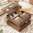 thumbnail image 5 of GUNAITO Lift Top Coffee Table with Storage and Hidden Compartment, Wood Square Coffee Table for Living Room, 31.5'' Small Center Table with Open Display Shelf for Dining Reception Room, Walnut, 5 of 6