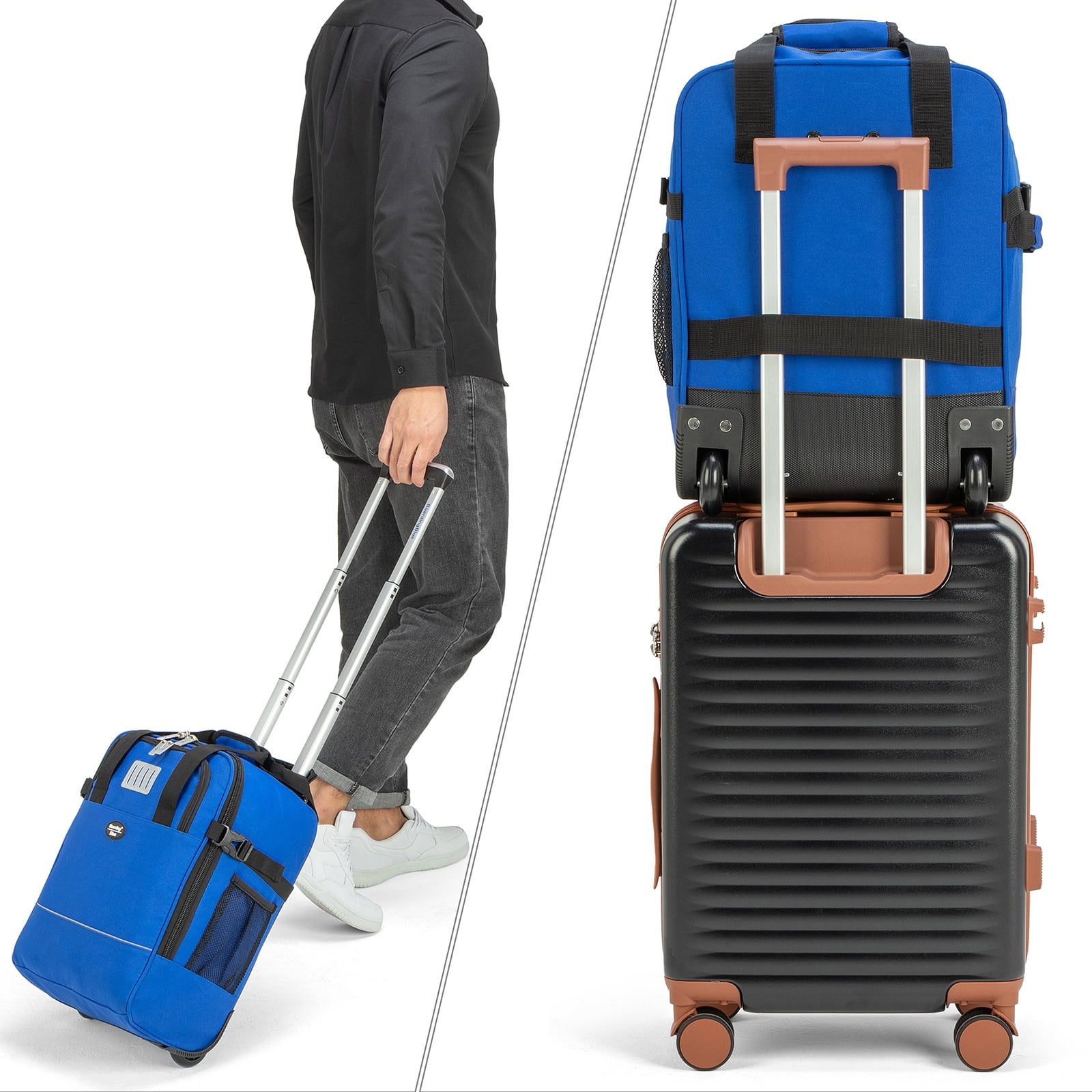 17x13x8 Inches JetBlue Airlines Rolling Personal Item Underseat Travel Bag - Suitable for Major Airlines including Spirit, Jetblue and Frontier- Duffel Bag Design (Navy)