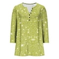 thumbnail image 6 of Women's 3/4 Sleeve T-Shirts Shiny Glitter Printed Graphic Tee Shirt with Buttons V Neck Dressy Casual Party Tops (L, Yellow B), 6 of 7