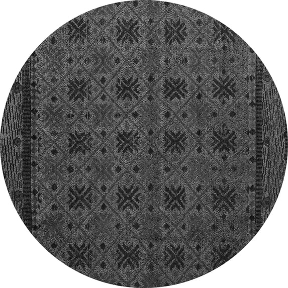 Ahgly Company Indoor Round Abstract Gray Modern Area Rugs, 3' Round