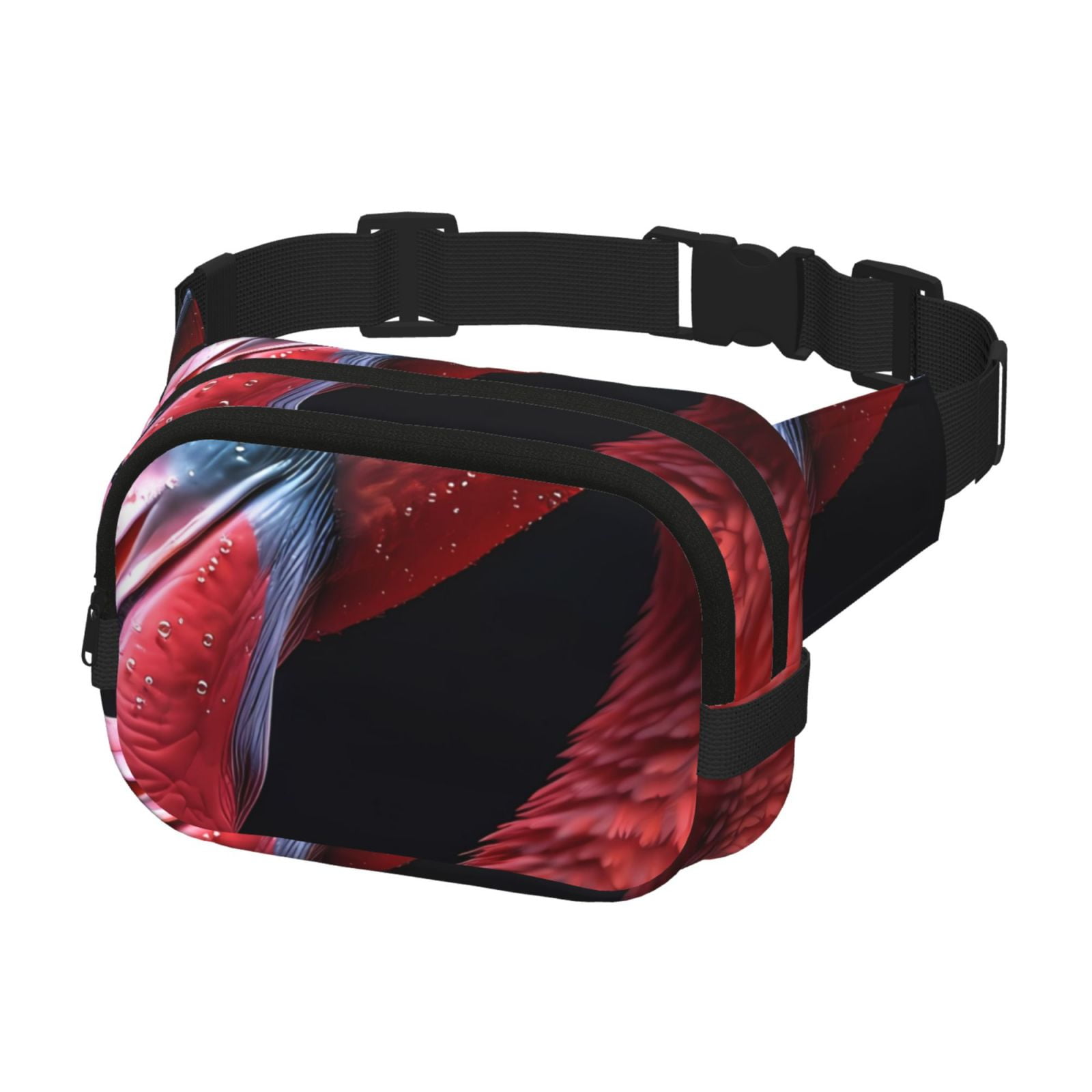 Picia Closeup Red Flamingo Portrait Print Square Double-Layer Waist Bag Mini Adjustable Waist Belt Bag Exercise Running Travel Hiking