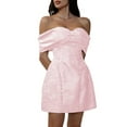 thumbnail image 3 of Saitn Short Cocktail Dresses for Teens Off the Shoulder Homecoming Dress with Party Gowns Pink XL, 3 of 7