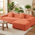 thumbnail image 3 of CJC Stretch Sectional Couch Covers - 2 pcs Spandex Sofa Covers with Elastic Bottom for L Shape Corner Sofa Furniture Protector (Orange, 3 Seat + 4 Seat), 3 of 9