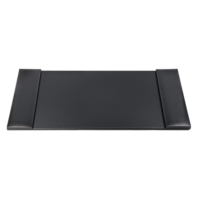 Alfombra de escritorio Dacasso de piel negra de 86,36 x 50,8 cm con rieles laterales