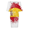 thumbnail image 5 of Spanish Flag Women's Off The Shoulder Ruffles Summer Wedding Guest Loose Casual Party Beach Dress, 5 of 9
