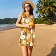 thumbnail image 3 of Naloa White Floral and Butterflies Print Women's Summer Spring Casual Beach Sundress,Vacation Sleeveless Tank Crewneck Loose Dresses, 3 of 7