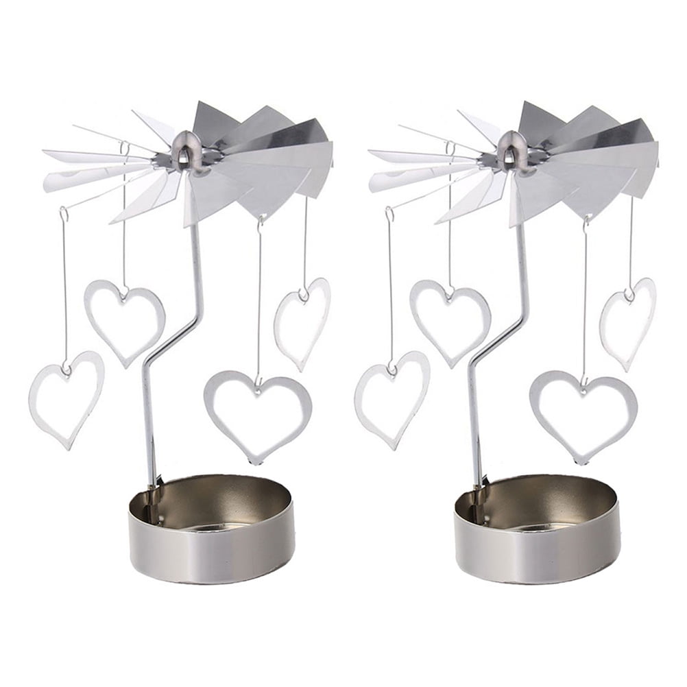 Homemaxs 2 Pcs Rotatory Pinwheel Candlestick Stainless Steel Candle