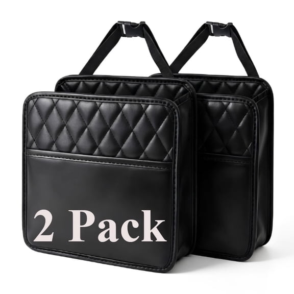 2 Pack Waterproof Car Organizer Back Seat Hanging, Large PU Leather Back of Seat Car Organizer Storage, Black Car Seat Organizer Backseat Compatible with Interior of Most Vehicles