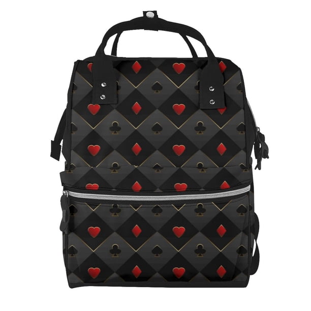 Disketp Red Poker Mochila de Pañales de Gran Capacidad con Múltiples Bolsillos, Mochila de Viaje Multifuncional para Bebé, Unisex, Moderna y Resistente
