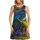 thumbnail image 1 of Balery Cute Blue Frog Vestidos de verano para mujer con estampado: vestido holgado sin mangas, vestido playero informal y cómodo para días calurosos., 1 of 7