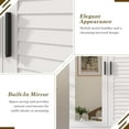 thumbnail image 3 of Blotout 70” Tall LED Armoire Wardrobe with Mirror & 2 Drawers, 2 Door LED Wood Wardrobe Armoire with Multi-Layer Shelves & Hanging Rod, Large Capacity Storage Cabinet w/Louver Doors, White, 3 of 8