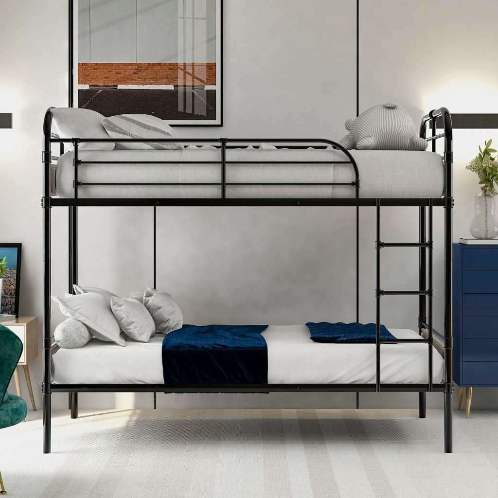 Twin Over Twin Bunk Bed with Sturdy Steel Frame and ...