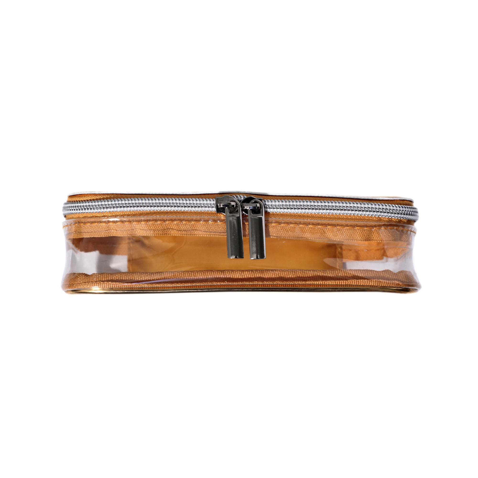 BEAUTYSPACE Gold Color Piped Clear Travel Bag