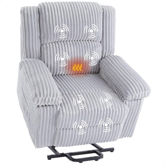 Power Lift Recliner Chair - Heat and Massage, Electric Lift Plush Recliner with Soft Padded Seat, Back Support & Armrests, Designed for The Elderly and People with Mobility impaired