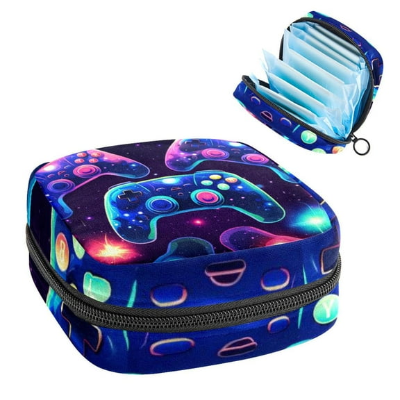 Game Controller Sanitary Napkin Storage Bag Makeup Pouch for Purse, Small Sanitary Napkin Disposal Bags, in Velvet, Sponge, Oxford Fabric, 4.7x6.6x6.6 in
