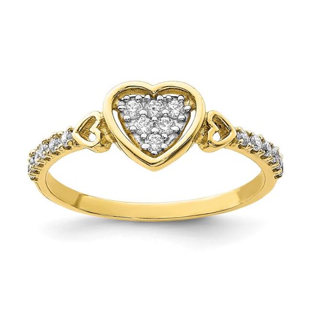 Quality Gold 10C1380 10K Yellow Gold CZ Fancy Heart Ring - Size 7