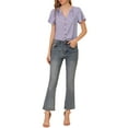thumbnail image 2 of Allegra K Women's Ruffle Short Sleeve Tops V Neck Button Ditsy Floral Blouse, 2 of 6