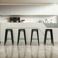 thumbnail image 3 of Basicwise 4-pcs 30-inch Backless Metal Bar Stool Stackable Heavy-Duty Counter-Height Chair for Home Bars Patios Kitchen Islands Cafes Restaurants Bistros and Dining Areas for Indoor & Outdoor, Black, 3 of 6