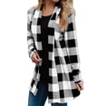 thumbnail image 1 of Innerwin Cardigans Ouverts pour Femmes Cardigan de Voyage à Carreaux Buffalo Doux Blanc Noir TG, 1 of 2