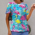 thumbnail image 6 of Flamingo Pattern T Shirts Basic T-Shirt Short Sleeve Ladies Tee Shirt Summer Graphic Clothing, 6 of 6