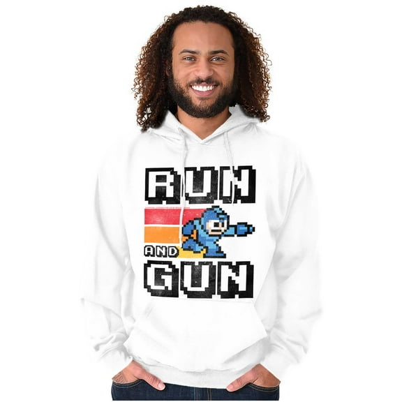 Classic 8-Bit Video Game Mega Man Run Unisex Plus Size Hoodie Brisco Brands 2X