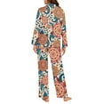 thumbnail image 6 of DISNIMO Mandala Flower Print Womens 2 Piece Pajama Sets Soft Button Up Sleepwear with Matching Long Pants Loose Fits Nightwear with Pockets Long Sleeve Sleepwear Button Down Comfywear Loungewear, 4XL, 6 of 7