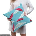 thumbnail image 5 of Umbrella Fabric by the Yard Upholstery, Illustration of Clouds Rainy Weather Raindrops Sky High Daytime Elements, Decorative Fabric for DIY and Home Accents, Dark Pink and Blue by Ambesonne, 5 of 5
