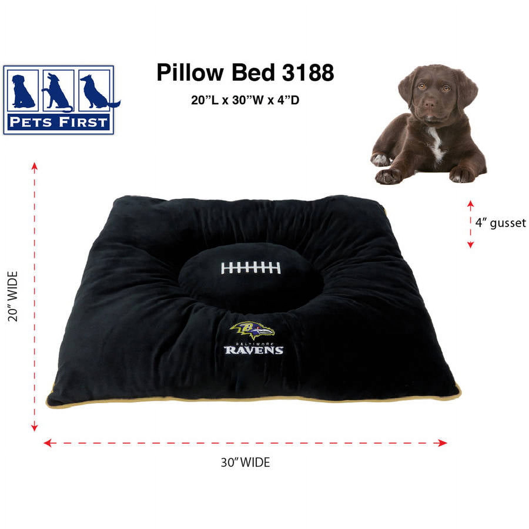 Pets First NFL Baltimore Ravens Pillow Bed Mattress Premium Quality Soft Cozy Plush 20 Teams for PETS