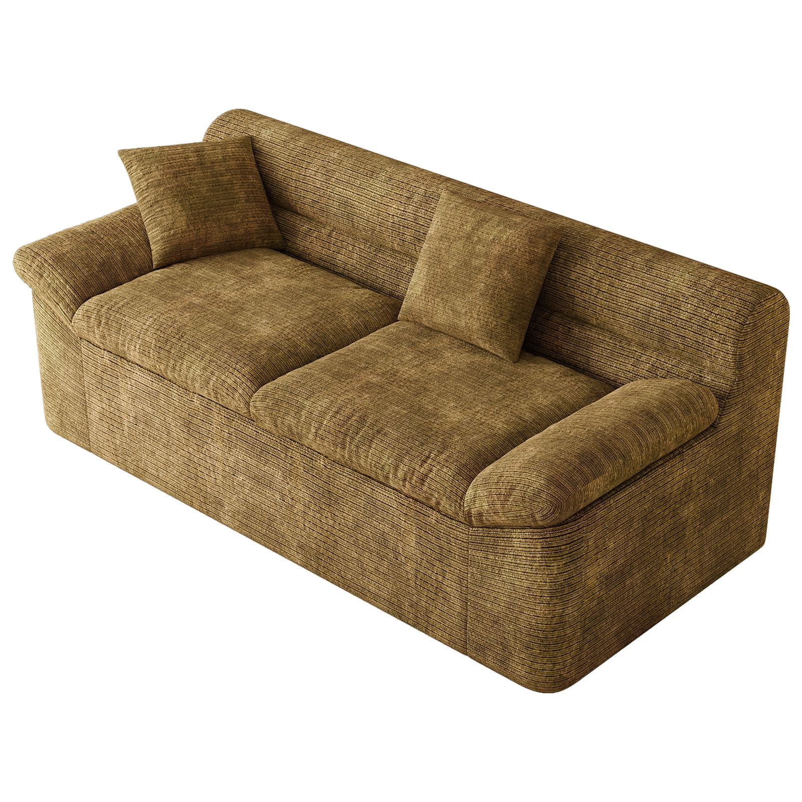 Modular Sectional Sofa 71 Inch, L-Shaped Couch with Deep Seat and Corduroy Fabric, Comfy Loveseat for Living Room and Apartment, No Assembly Required, Mustard Yellow