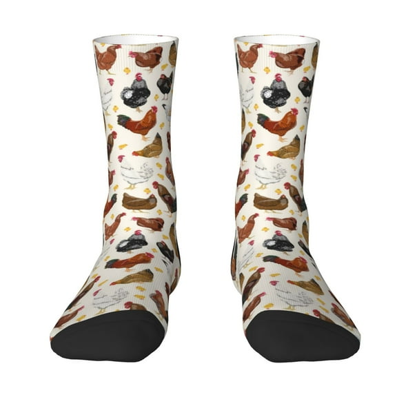 Uemuo Funny Chicken Pattern Women's Crew Socks, Soft Durable Breathable Moisture-Wicking with Odor Control Cotton socks