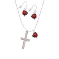 thumbnail image 2 of Delight Jewelry Stainless Steel Numbers 6:24 - Bless and Keep You Engraved Cross - Red Lucky Ladybug Necklace and Dangle Earrings Set, 2 of 6
