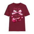 thumbnail image 4 of Bovemsi Bow Cherries T Shirt Women Tops Clean Girl Aesthetic Shirts Casual Summer Short Sleeve T Shirt, Multi-Color Women's Summer Short Sleeve T-Shirts, XXL, 4 of 4
