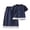 Blue, variant on Edvintorg Girls Two Piece Outfits Sets Crewneck Short Sleeve Loose Fit Lightweight Button Up Shirt and Pant Size 1-15