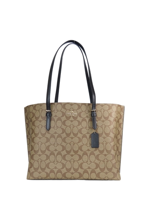Pre-Owned Coach Signature Tote Bag 1665 Leather Brown Black Women's COACH