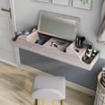 thumbnail image 3 of Nara Indoor Multi-Storage Wood Coastal White Wall Mounted Makeup Vanity with Flip-Top Mirror for Bedroom, 3 of 14