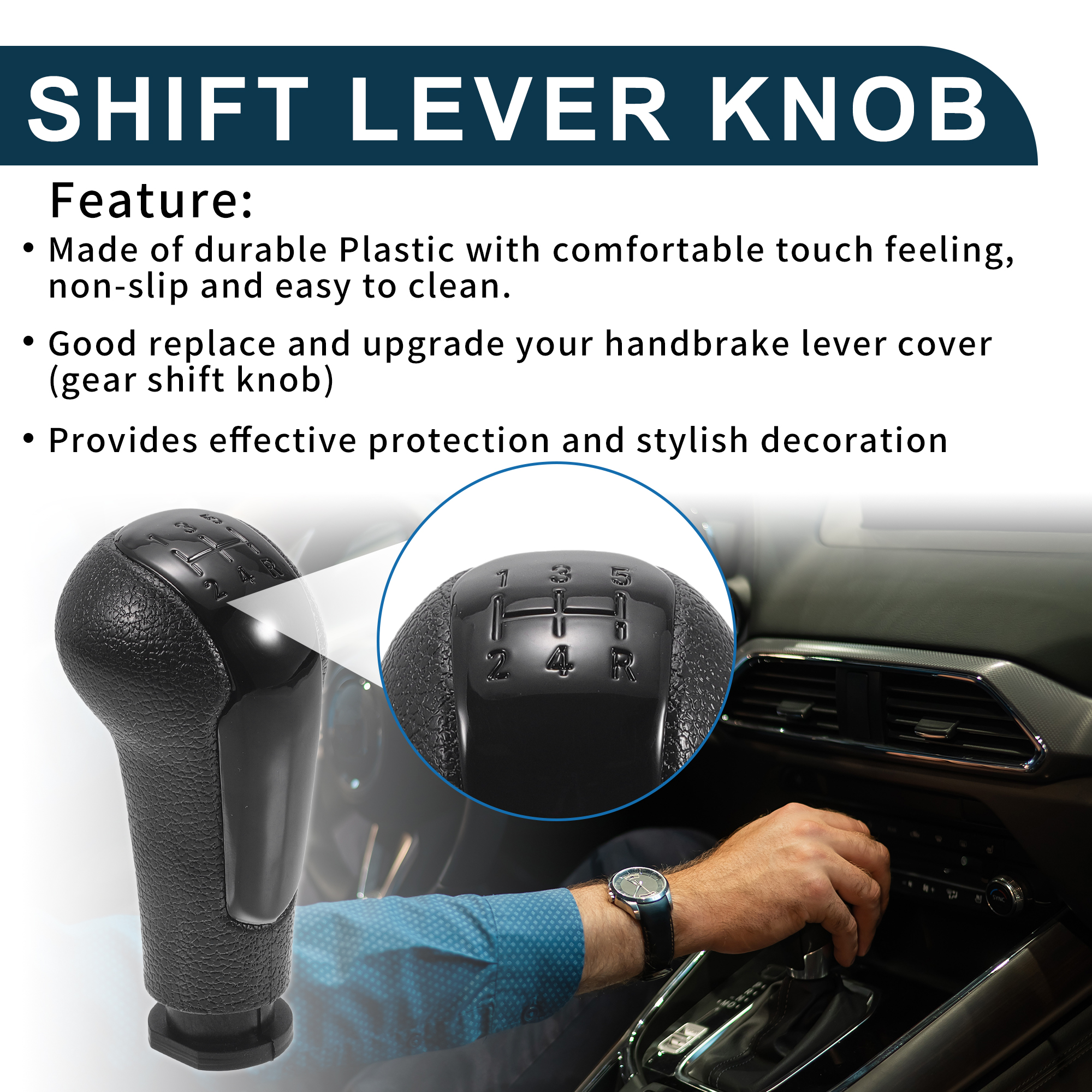 Unique Bargains 5 Speed Manual Gear Shifter Knob for Chevrolet Spark Durable Black Plastic